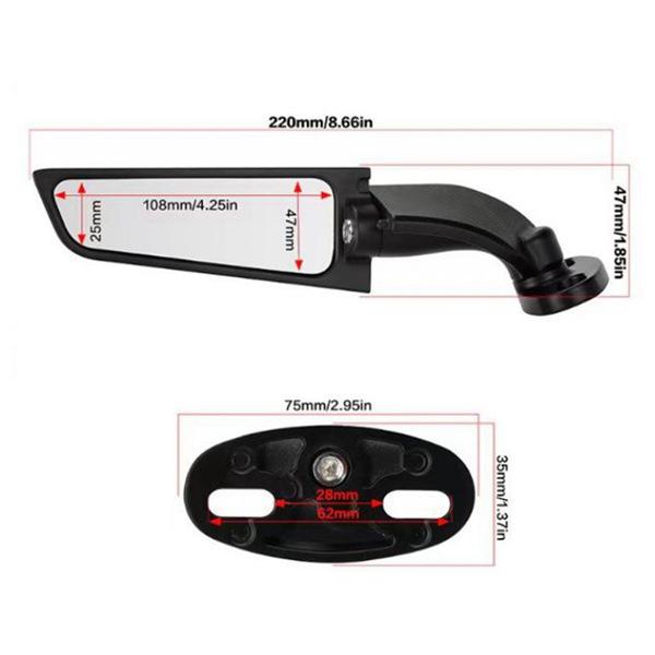 1 Pair Folding Rearview Mirrors for Kawasaki, Suzuki, Honda Motorcycles & Sports Cars