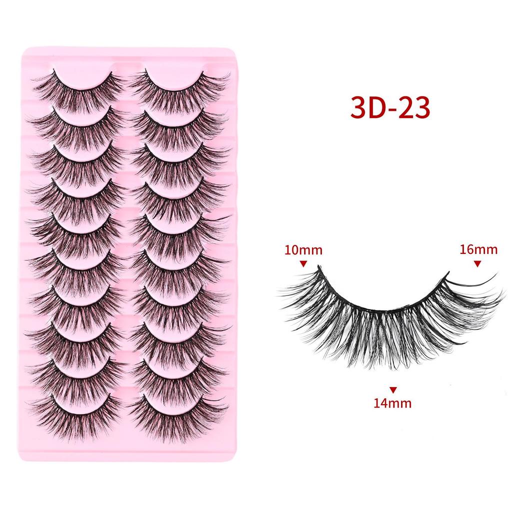 Ten Pairs of 3D Synthetic Fiber False Eyelashes: Bold European and American Style with Thick, Curled Volume
