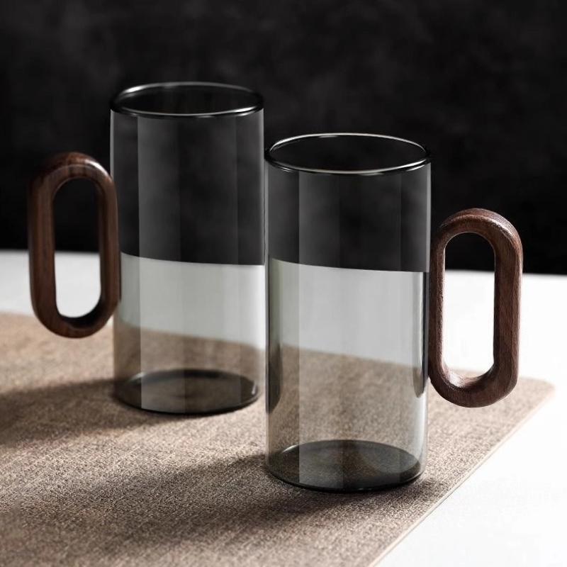 Tazza da tè con manico in vetro e legno – Tazza da caffè in borosilicato ad alta capacità
