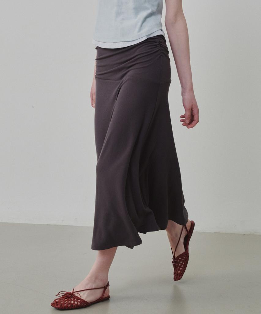 Ollibeudeollibeu Shirred Flare Long Skirt Ow6Ms4210