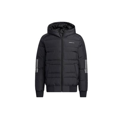 Neo Metallic Three-Stripe Sports Hooded Down Jacket Winter Men Outerwear Black H45283