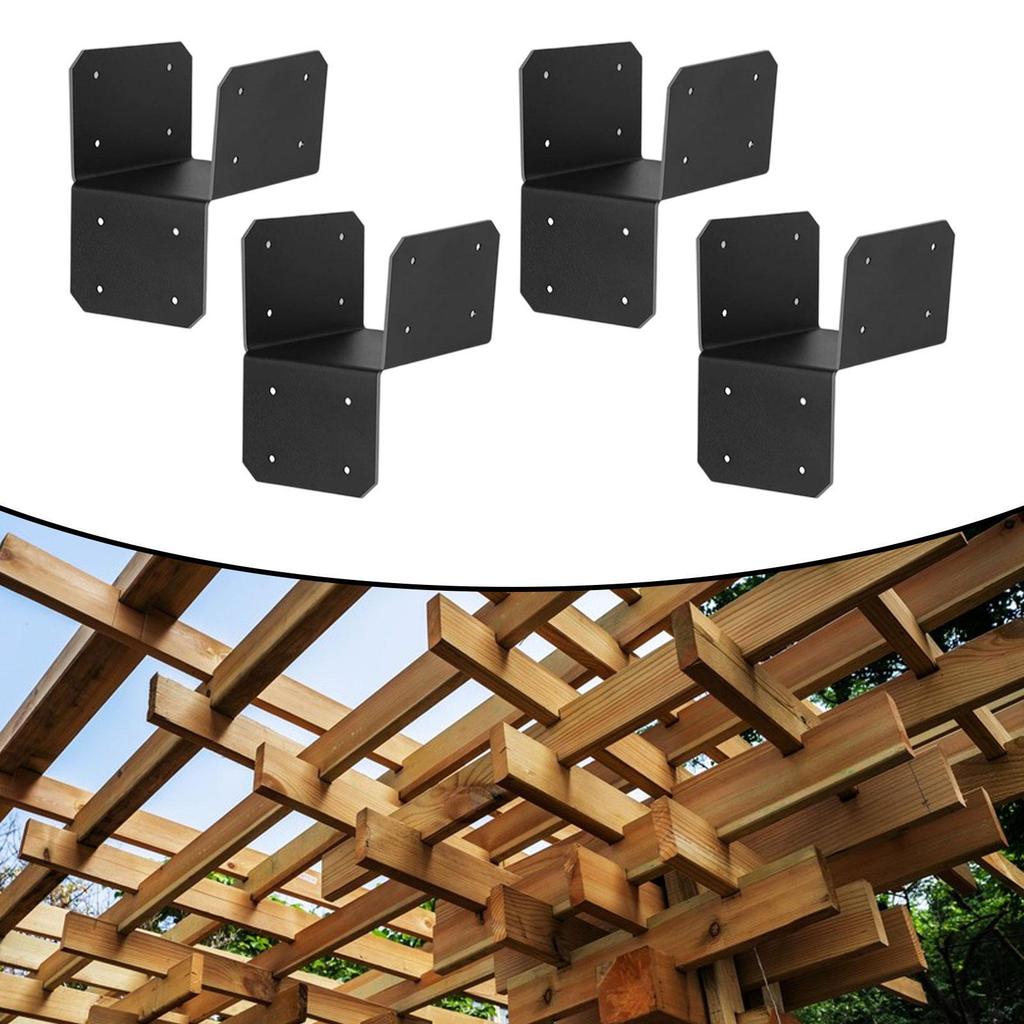 4 Pack Beam Connector to Roof, Mending Plate, Base Bracket for Wooden Structures