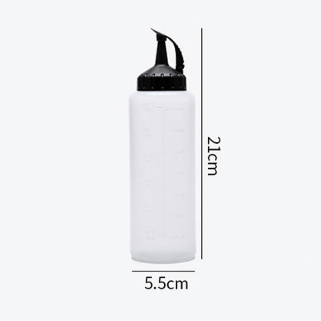 350ml Squeeze Oil Dispenser Bottle with Measuring Scale Large Caliber Translucent Leakproof Empty Squeeze Bottle with Lid