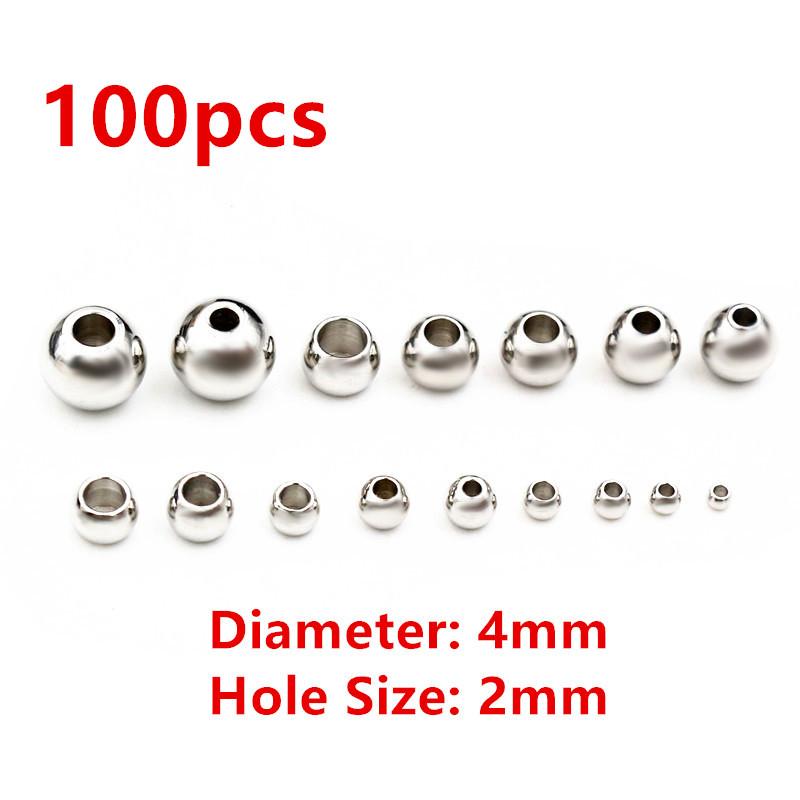 30-100pcs 2-8mm Stainless Steel Gold Color Spacer Beads Charm Loose Bead DIY Bracelets Necklace Beads for Jewelry Making Charms