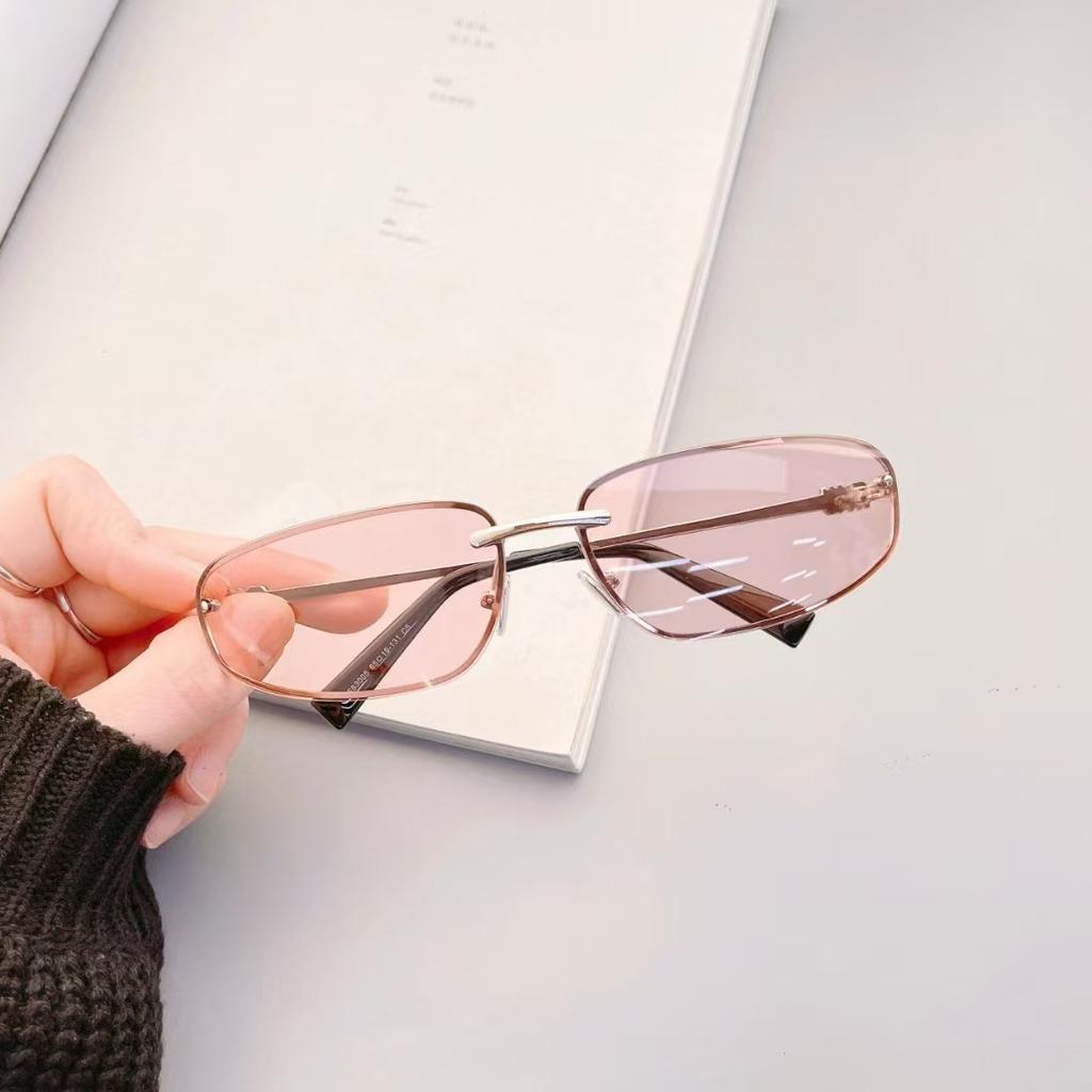 New Style Sun Glasses For Women Oval Shape Rimless Uv Protection Sunglasses Men Fashion Trendy Female Sunglass