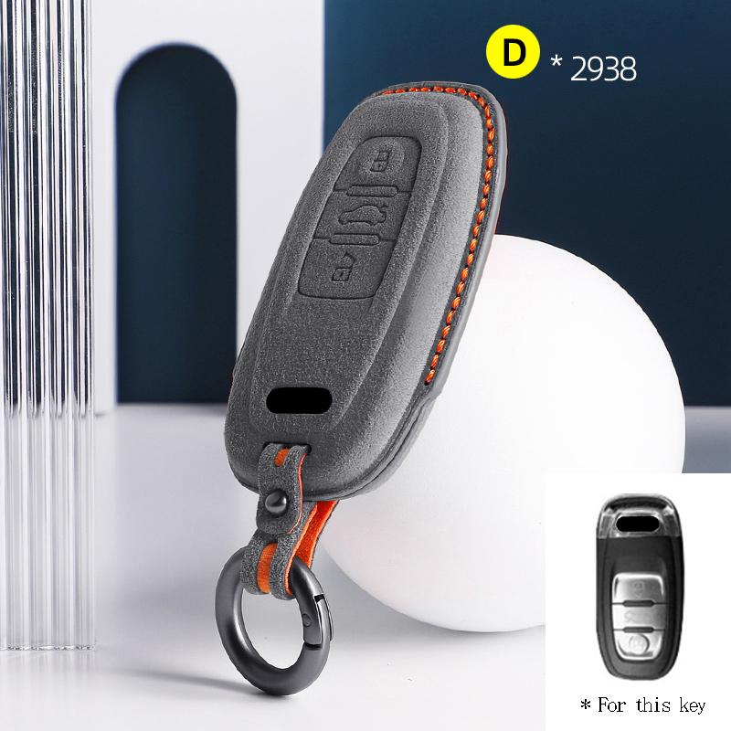 Car Key Case Fob for A6 A4 A5 A7 A8 C8 Q8 8S 8W Q7 B9 4M S5 S4 S7 D5 TT TTS TFSI E-Tron Suede Remote Car Key Case Shell