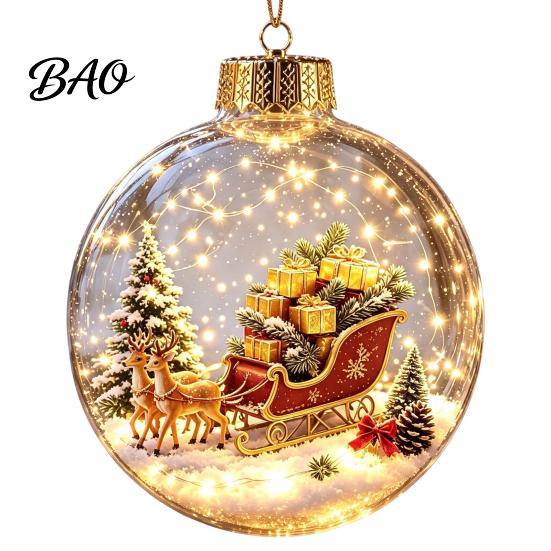 Personalisierte Weihnachtsgeschenkideen Beleuchtete Kugeln, 3D-Miniatur-Szene zum Aufhängen mit warmem LED-Licht, Einzigartige Souvenir-Geschenke, Klares Acryl