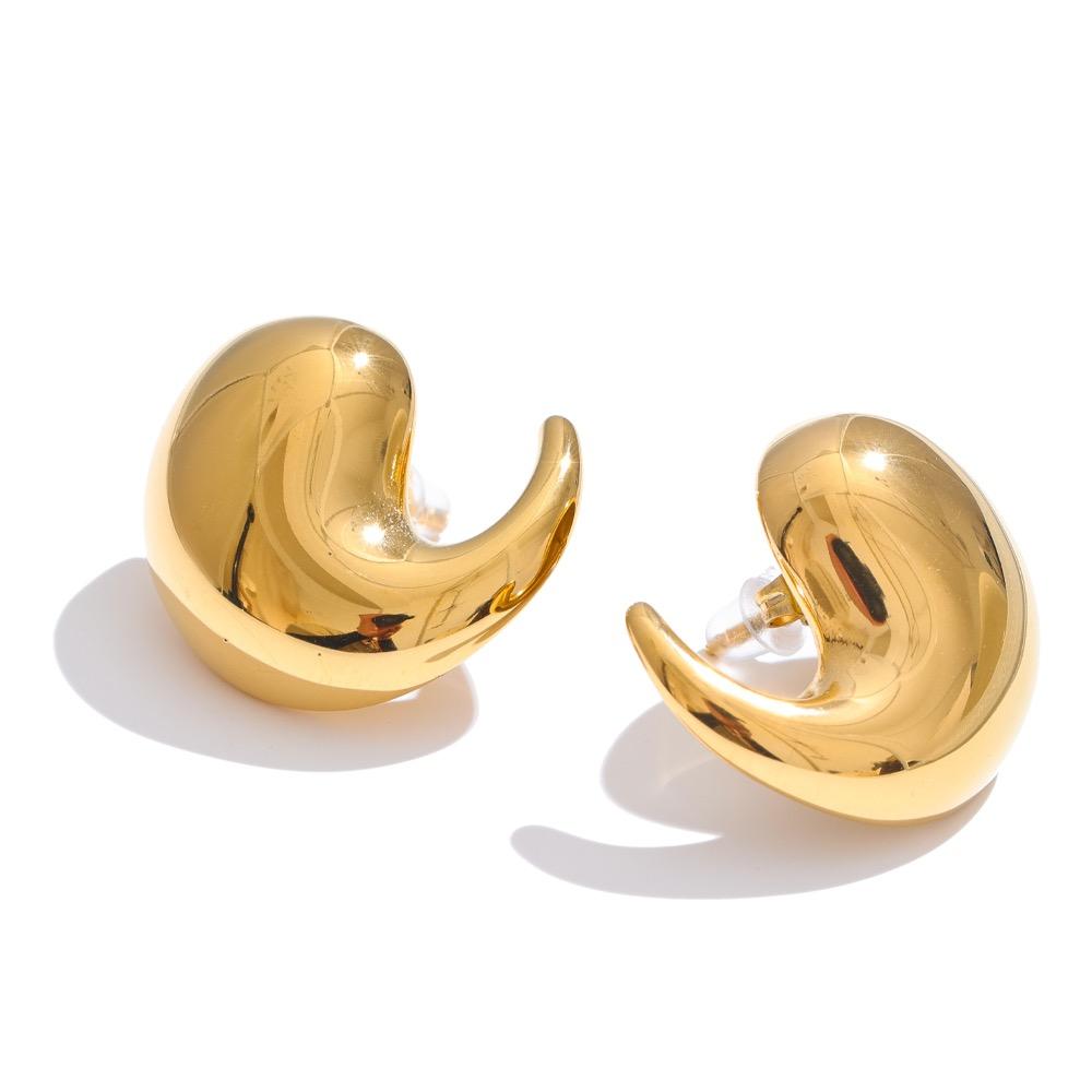 Yhpup 316L Stainless Steel Comma Water Drop Fashion Daily Stud Earrings Water Resistant Texture Polished Attractive Jewelry 2025