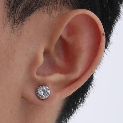 Vnox Full CZ Stones Unisex Stud Earrings, Black Zorconia Stone Earrings, Bling Round Pierced Earrings For Women Men
