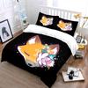 "Fox Floral Art Decor Set" Bedding Set with 1 Duvet Cover 2 Pillowcases Single Double King Queen, Gift