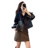 Black Retro Leopard Print Denim Jacket, Women's Fashion Short Jacket, Women's New Jacket