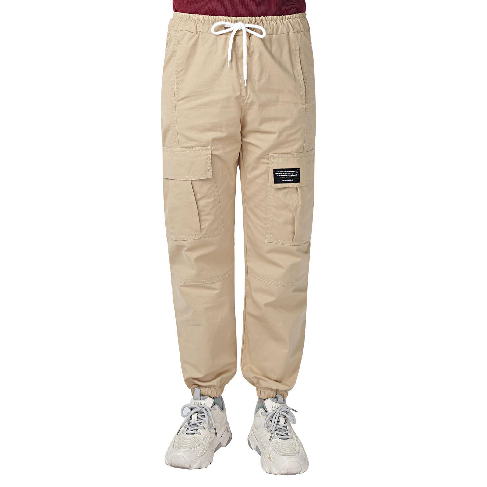 

Спортивний одяг. Повсякденний одяг для дітей. Довгі штани карго з еластичним поясом бежевий