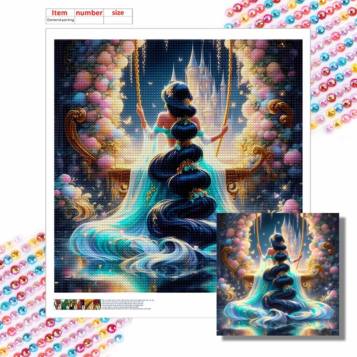 

5D DIY Алмазная Живопись Декоративная Красивая Принцесса Полная Круглая Выкладка Пейзаж Алмазная Вышивка Наборы для Вышивания Крестом Домашний Декор Подарок Round 20x20cm