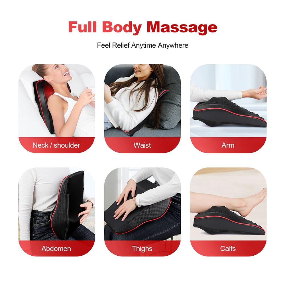 Multifunctional Body Massage Pillow Airbag Vibrating Back and Neck Cervical Massager Waist Leg Shoulder Kneading Massage Device