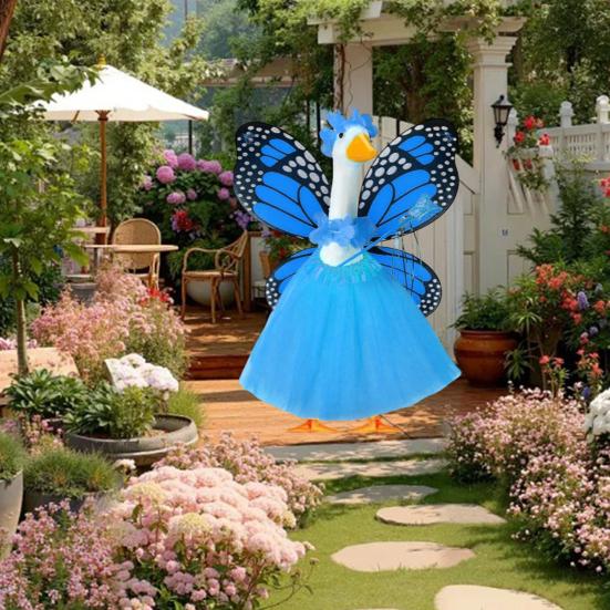 1 Set Butterfly Wing Porch Goose Costume Set Adjustable Size Fairy Wings Tutu Skirt Wand Flower Crowns Set Pet Outfit Garden