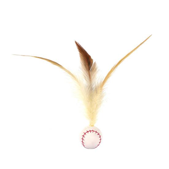 1 Pc/3 Pcs Interactive Feather Ball Toy Mini Bouncy Basketball Soccer Baseball with Feather Pet Training Catcher Toy for Indoor Cats