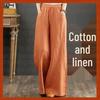 Pantaloni Larghi in Cotone e Lino Taglie Forti da Donna - Vita Elastica, Coulisse, Vestibilità Ampia per Primavera/Estate