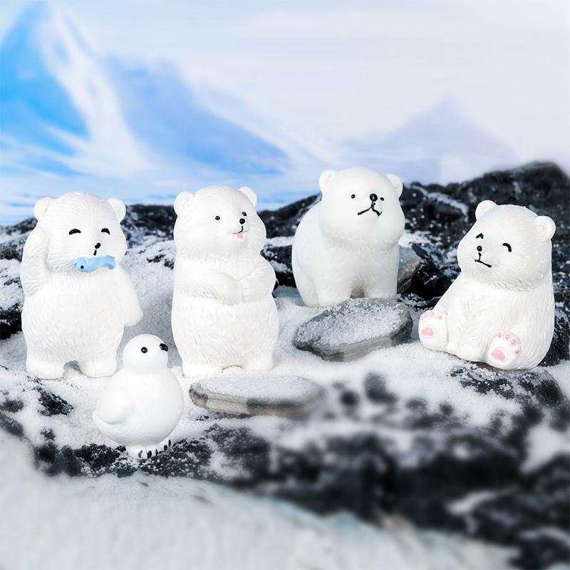 Mini-Eisbär-Figur Cartoon-Pinguin Weißbär Mikro-Landschaft Puppenhaus Modellauto Innenraum-Schmuck Home Schreibtisch Dekoration