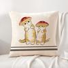 Cute Cat Cartoon Animal Cushion Cover Natural Linen Organic Fabric DoubleSided Printing Sofa Home Decor Breathable Bed Pillow