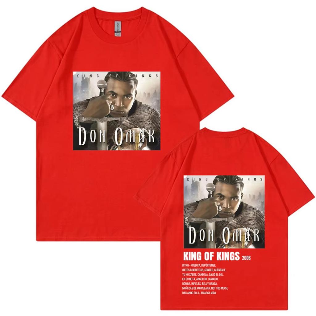 2026 Summer Fashion Trendy Tee Rapper Don Omar King Hip Hop Graphics T-shirts Men Women Double Sided Print Y2K Short-sleeved Tee