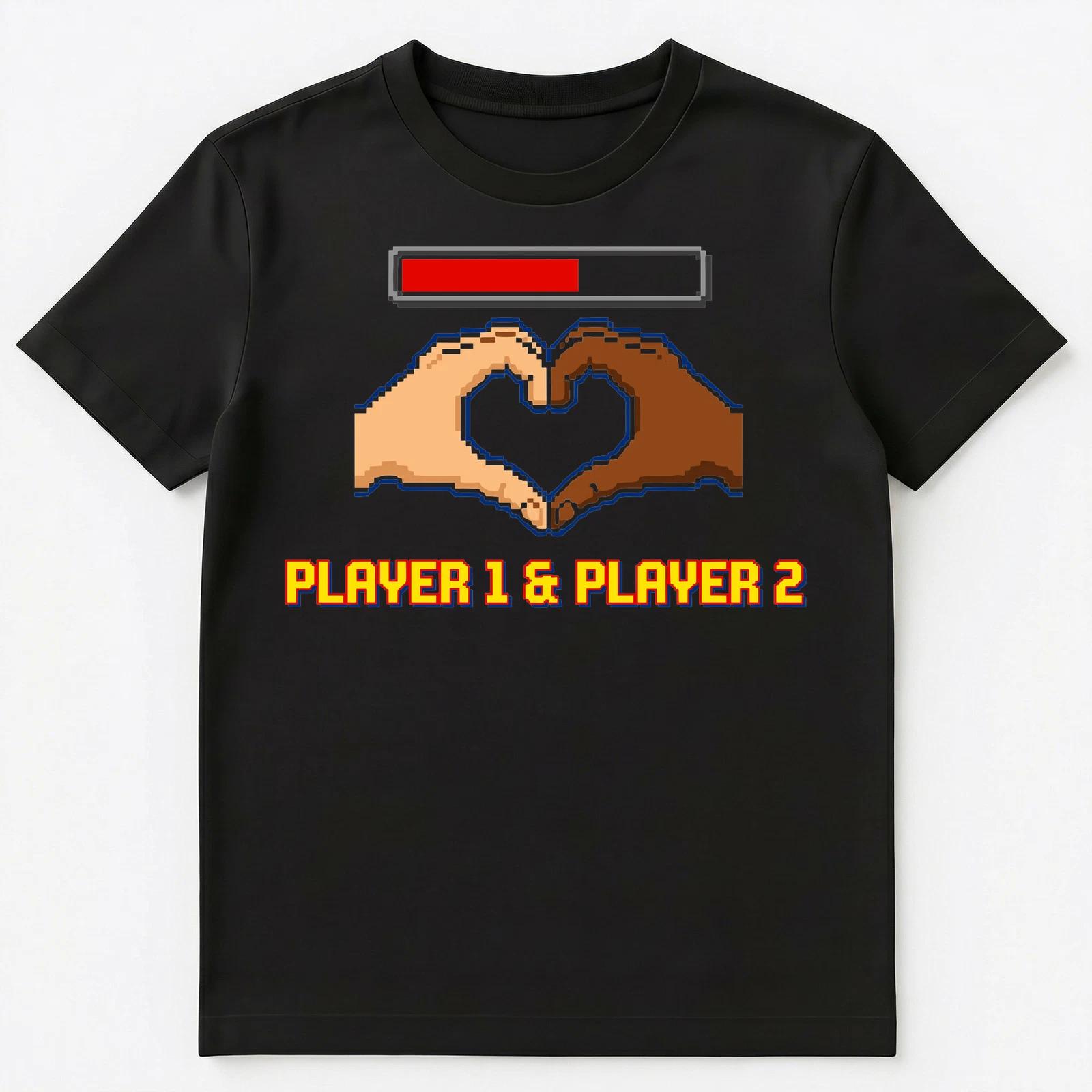 

Gamer Couple Heart Pixel Art Gaming Unisex T-Shirt S
