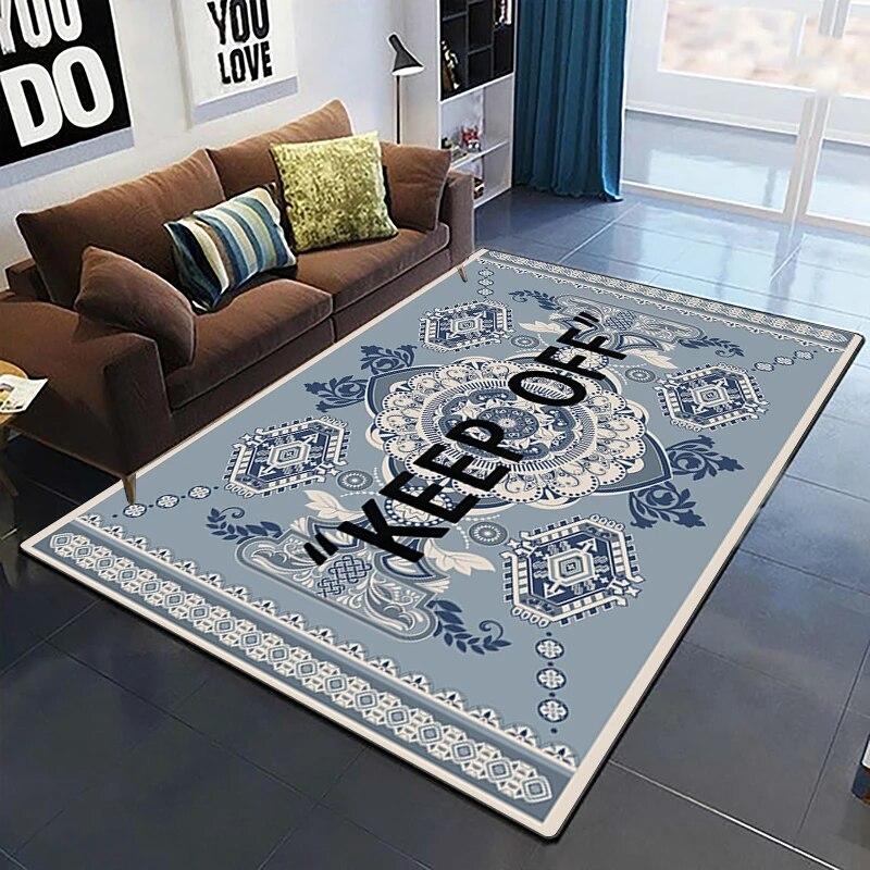 Keep Off Pattern Dekorativer quadratischer Teppich Modernes Haus Wohnzimmer Boden Matte Schlafzimmer Teppich Kunst Poster Matte Fans Geschenk Alfombra