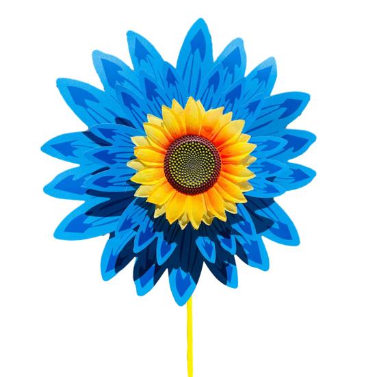 Sunflower Pinwheel 3-Tier Sunflower Garden Wind Spinner Ground Insert Yard Decor Windmill for Patio Lawn Decoration