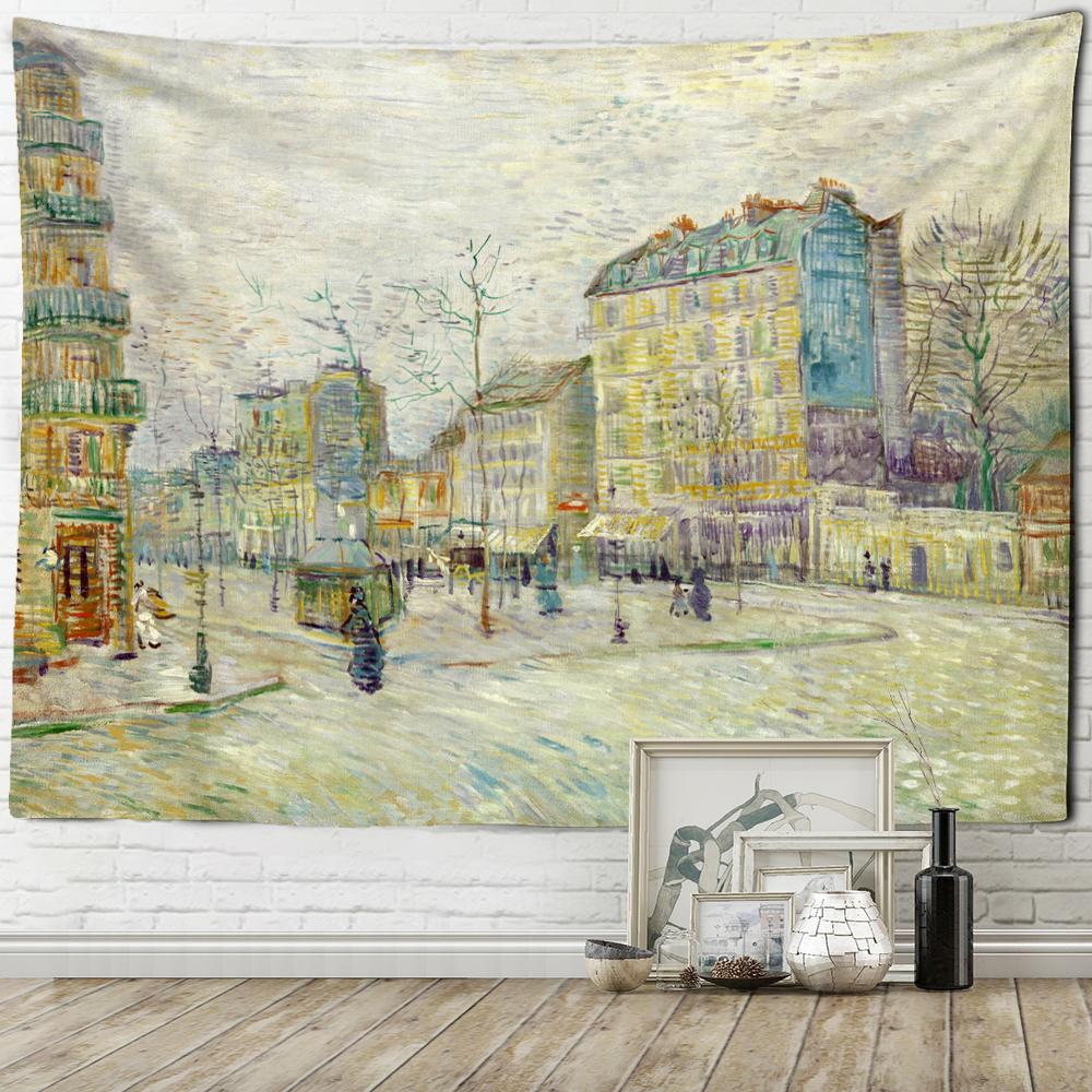 Oil Painting Farmland Tapestry Wall Hanging Hippie Psychedelic Witchcraft Van Gogh Abstract Art Home Decor