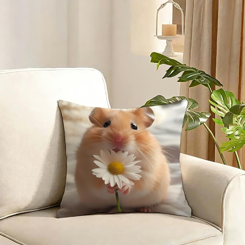 Cute Pet Animal Cushion Cover Reversible Plush Pillow Cover Soft Fluffy Home Decor for Sofa Bedroom