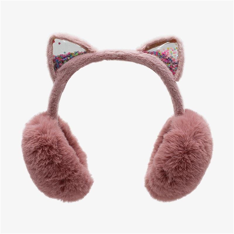 Suefunskry Winter Warm Earmuffs for Women Kids Girls Cute Cat Ear Muffs Foldable Fluffy Ear Warmers Headwear