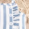 Girls' Casual Set Summer Children's Blue and White Striped Strappy Shorts