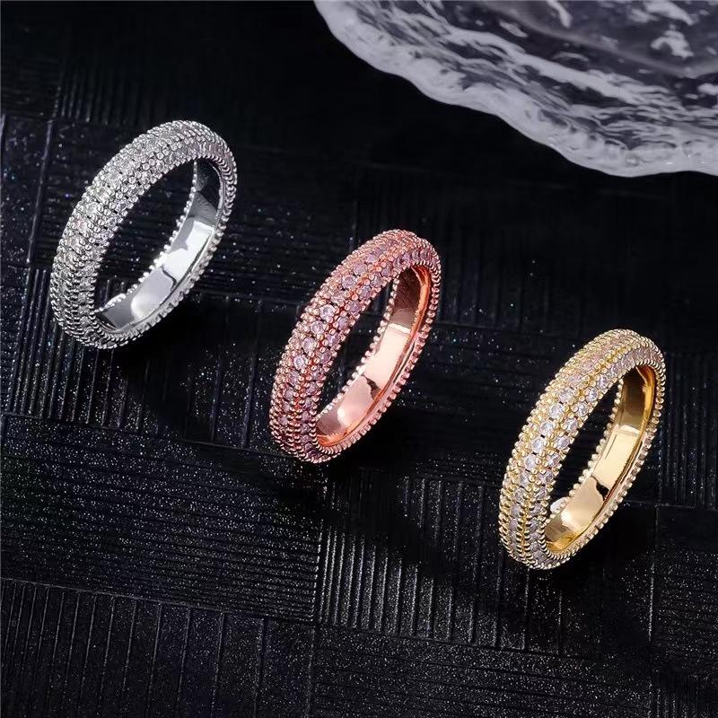 New European & American Micro-Paved Full Diamond Ring for Women - Heavy Craftsmanship, Light Luxury, High-End Design Size 8