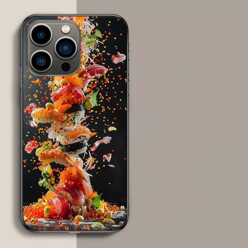 Sushi In the Air Phone Case For Iphone 17 Air 15 Pro 14 Plus 16 Pro Max 17E 16E 12 13 Mini 11 Cover Cute Fundas