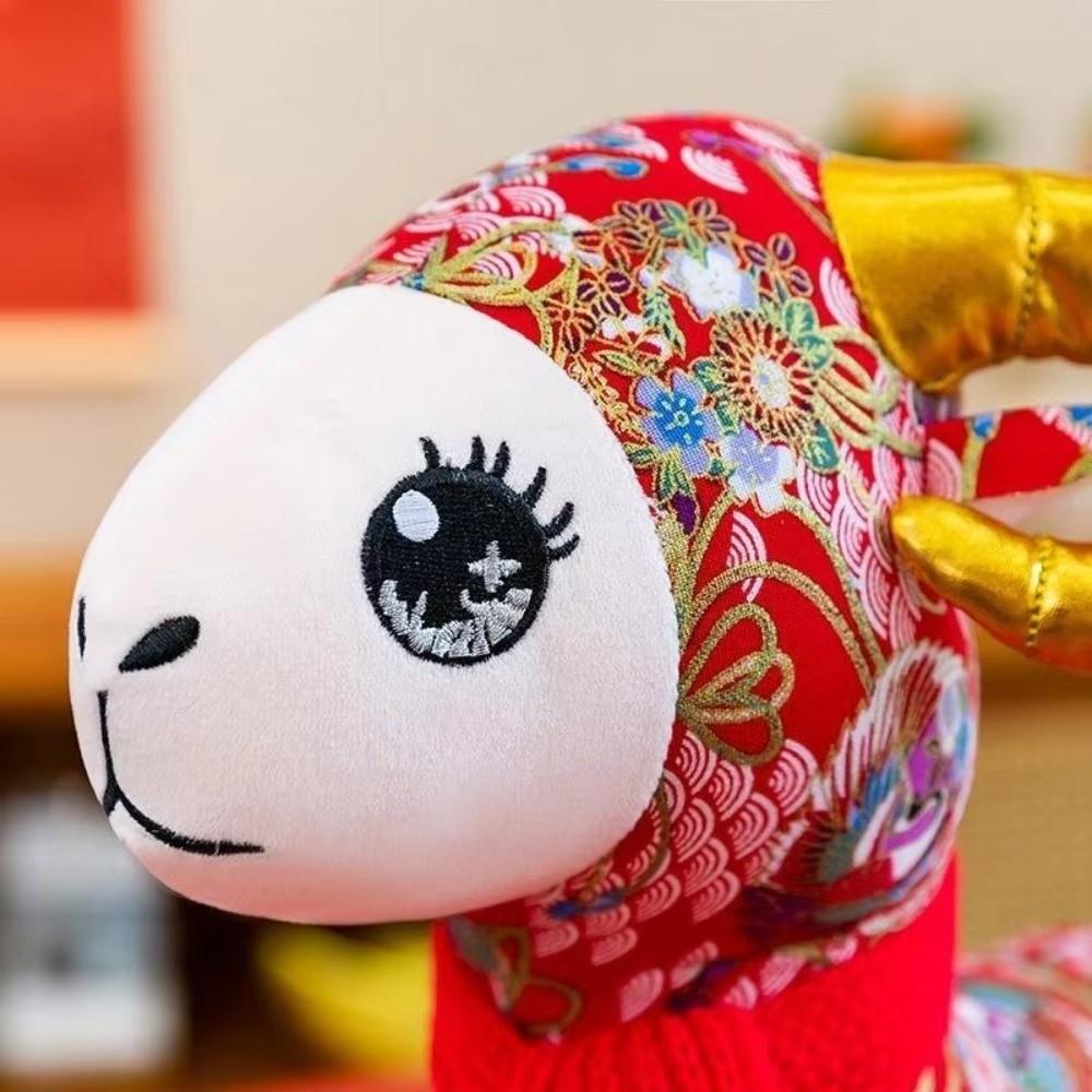 Cotton Filled Zodiac Goat Figurine Cartoon Design Mascot Doll Plush  Festival Decoration