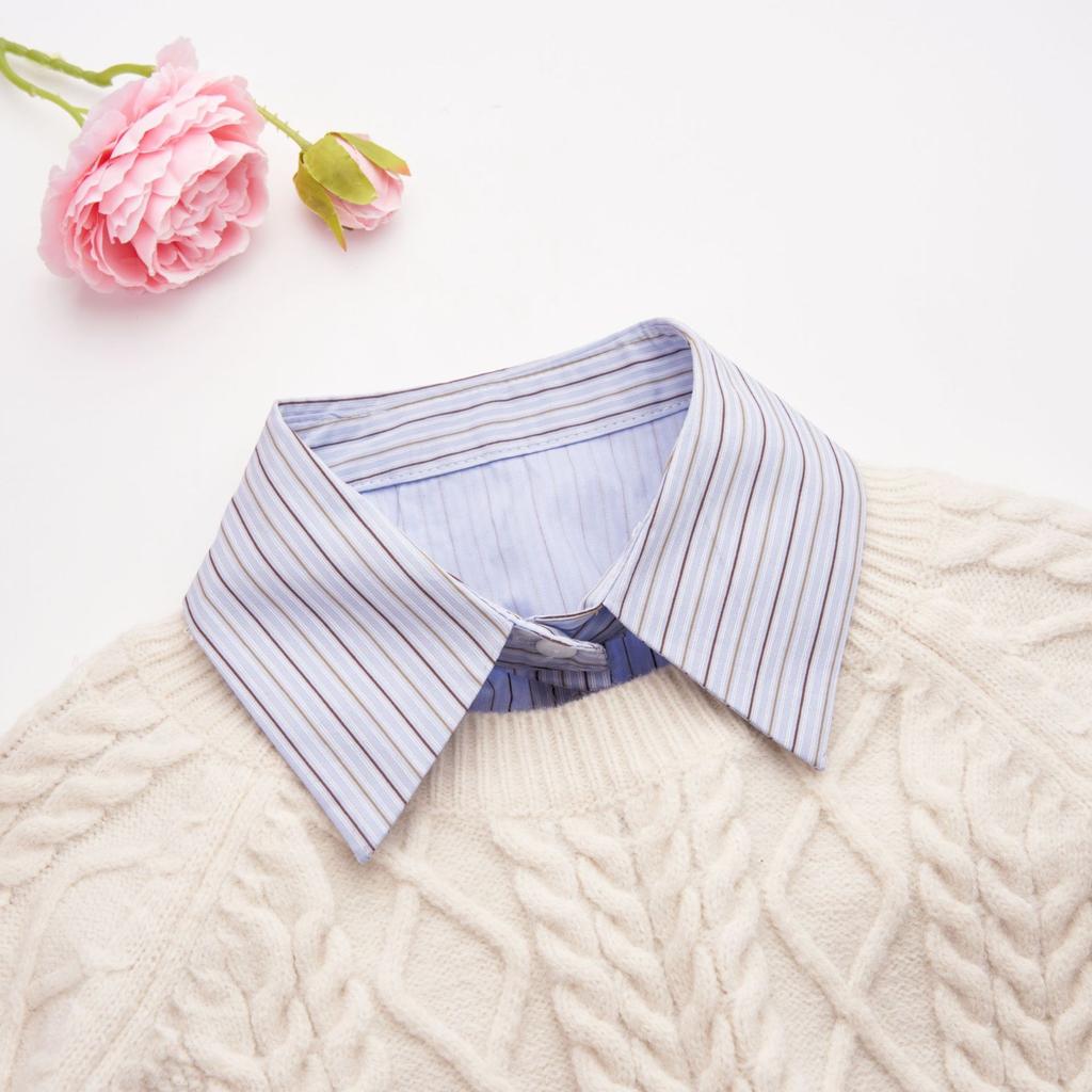 Unisex Half Shirt Detachable Collars for Mens Business Sweater Blouse Tops Striped Fake Collar For Women Neckwear Decor