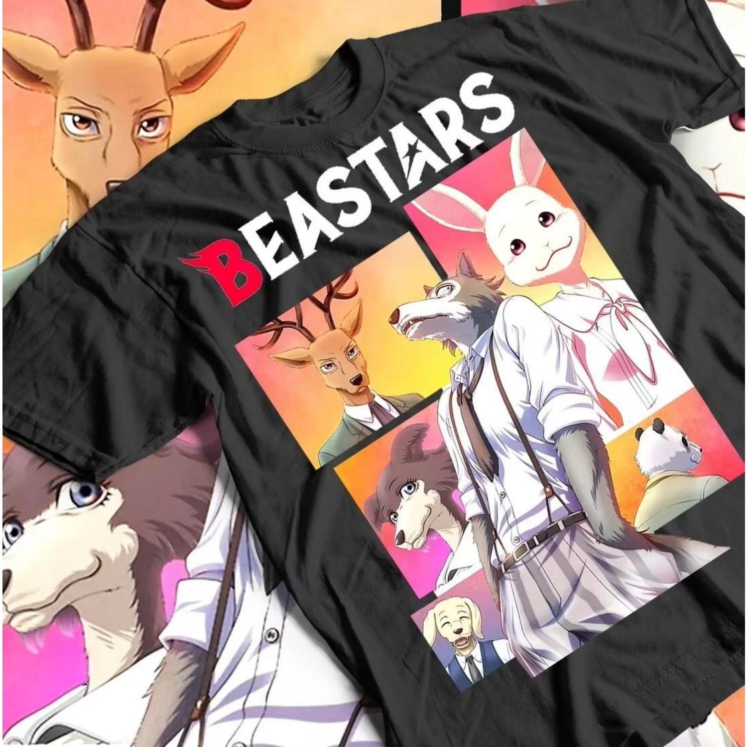 

Anime Beastars Graphic 100Cotton Shirt Men 2026 New Spring Summer Womens Shirts Harajuku Casual Unisex Short Sleeve Tshirt XXXXXL чорний