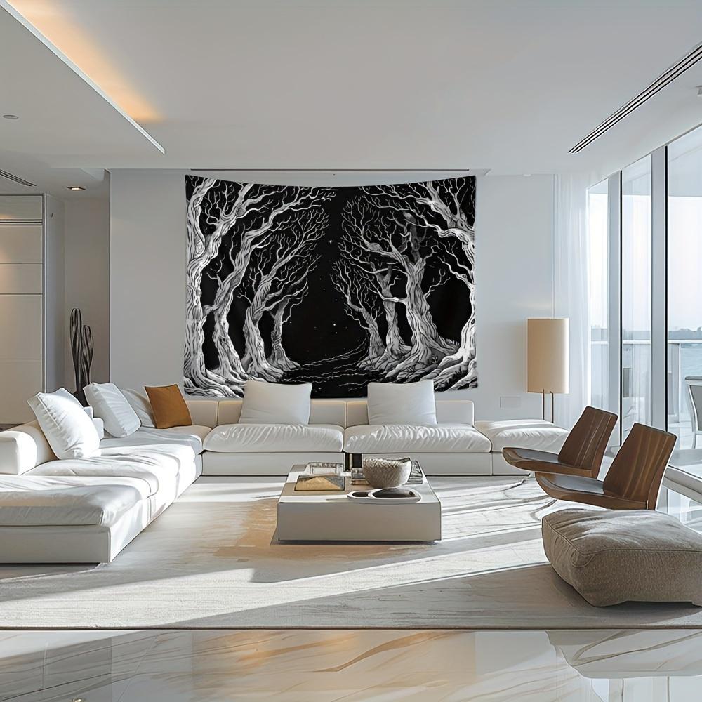 Gothic Dark Forest Tapestry Single Sided Print Eerie Wall Hanging Home Living Room Bedroom Dorm Room Mysterious Vibe Decor Gift