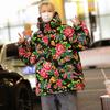 Northeast Floral Men's Winter Jacket: Chinese-Style Peony Design, Thickened Cotton-Padded Outerwear for Couples