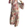 Available: French-Style Floral V-Neck Long Sleeve Dress