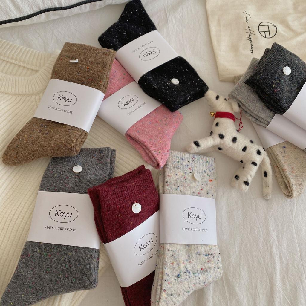 Winter Korean Socks Dongdaemun Thickened Warm Socks Shell Button Decorative Wool Socks Ideas Yarn Tube Socks