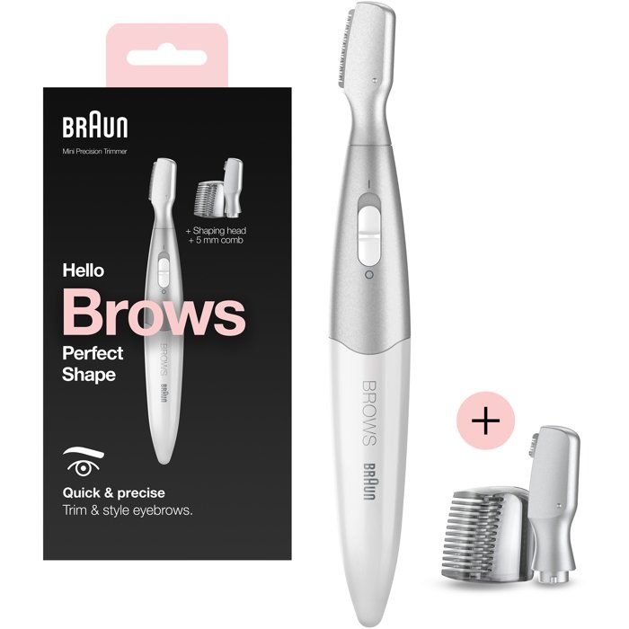 Mini-tondeuse de précision - BRAUN - FG1106 Sourcils- 1 vitesse - Pile - Gris / Blanc