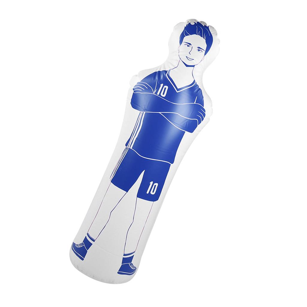 Inflatable Football Training Dummy Tumbler Soccer 0.35m PVC Boxing Punching Bag 40x160cmBlue