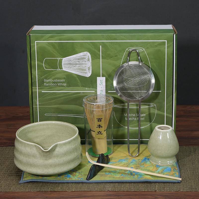 

7PCS Japanese Matcha Tea Set Safe Bamboo Whisk Teaspoon Tea Sets Matcha Bowl Matcha Whisk Holder for Tea Lovers Tea-Making Tools