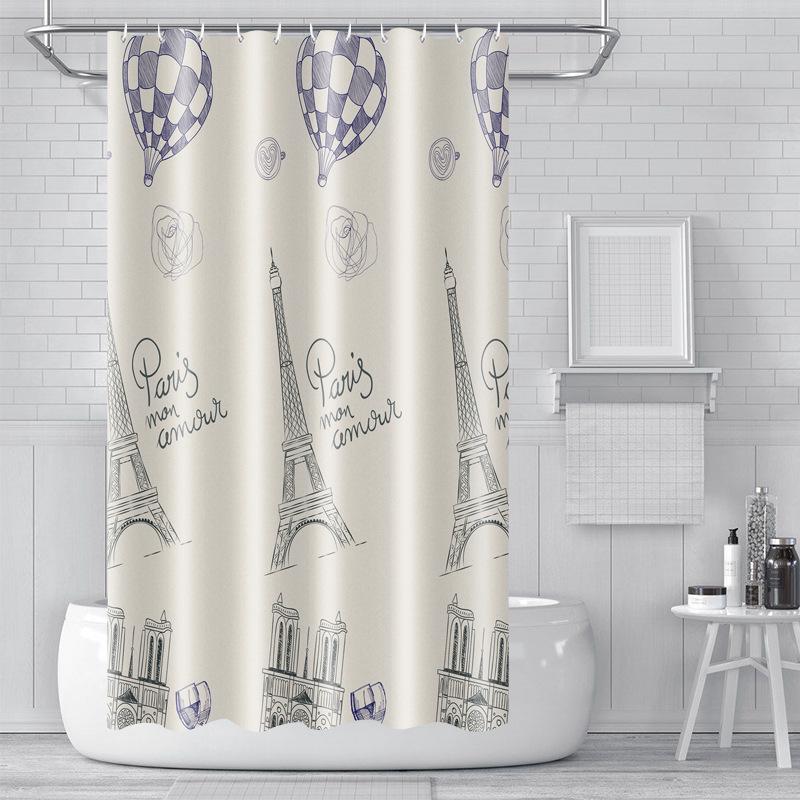 Waterproof Marble Print PEVA Shower Curtain - Moisture-Proof, Thickened Bathroom Partition