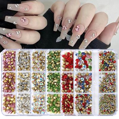 Gypsy Gold Bottom 6 Grid Pointed Bottom Diamond 1000 Boxed Set, Small Size Super Flash Nail Jewelry Diamond