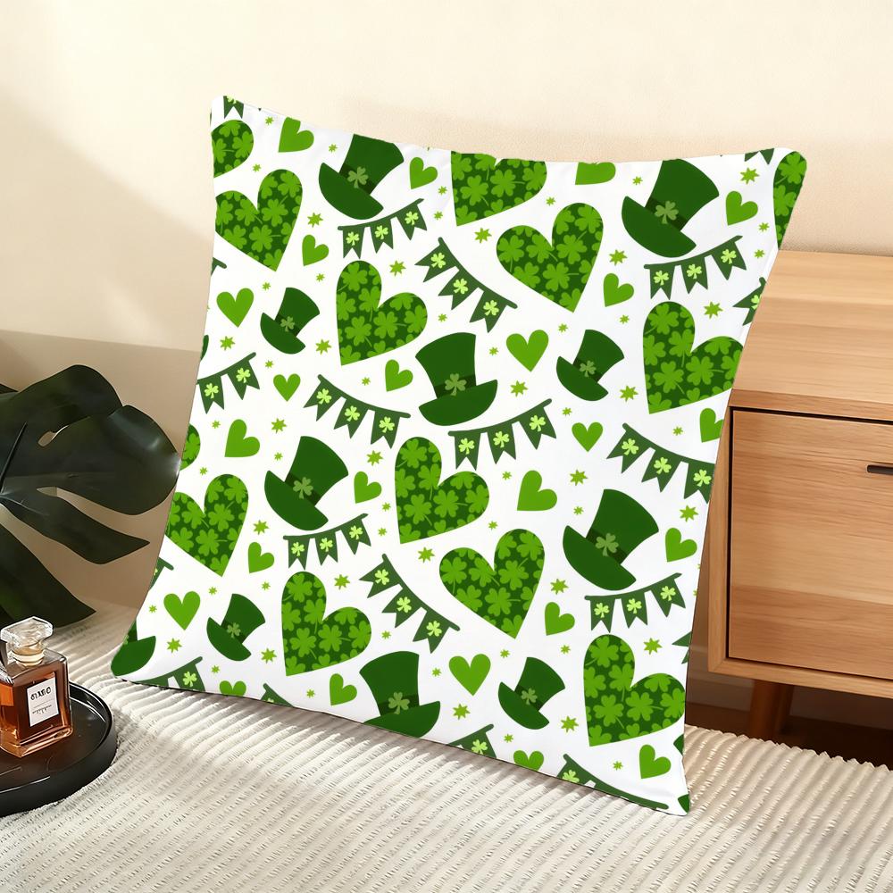 Funny St. Patrick'S Day Cushion Cover Soft Short Plush Pillow Cover Smooth Cozy Texture Aesthetic Cushion Case Home Decor