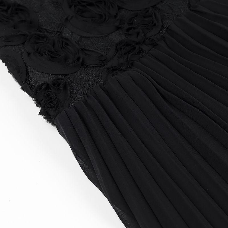 Kaslead New Arrival Women's Fashion Style Fashion Minimalist Three-Dimensional Flower Chiffon Patchwork Suspender Dress