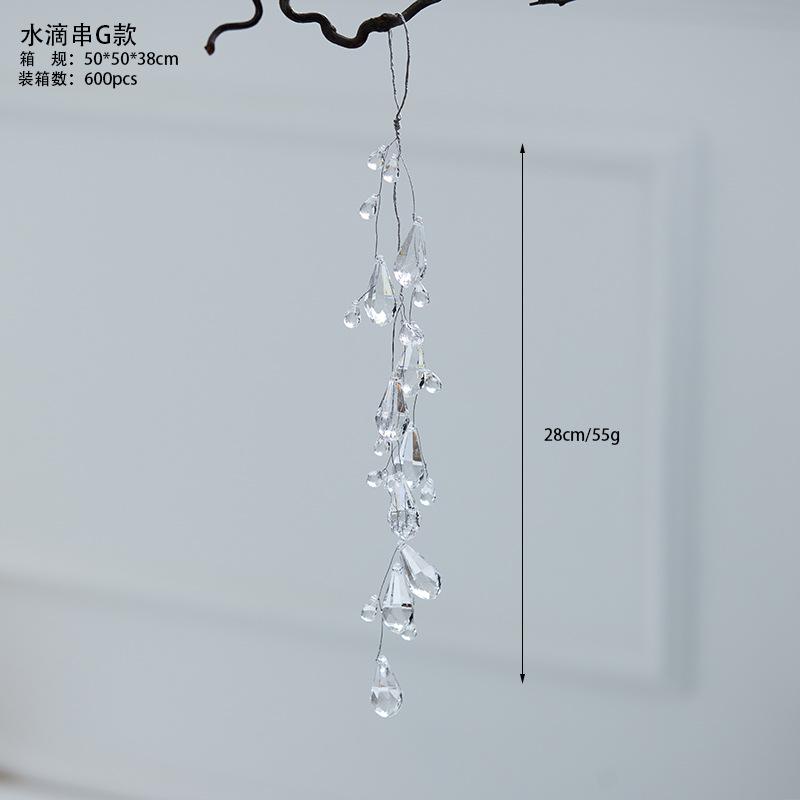 New Transparent Acrylic Snowflake Crystal Ice Cream Charm Pearl Water Drop String Christmas Tree Ornament Pendant