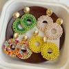 1 pair Ethnic Style Glass Mini Beads Earrings Jewelry Round Beaded Earrings  Banquet