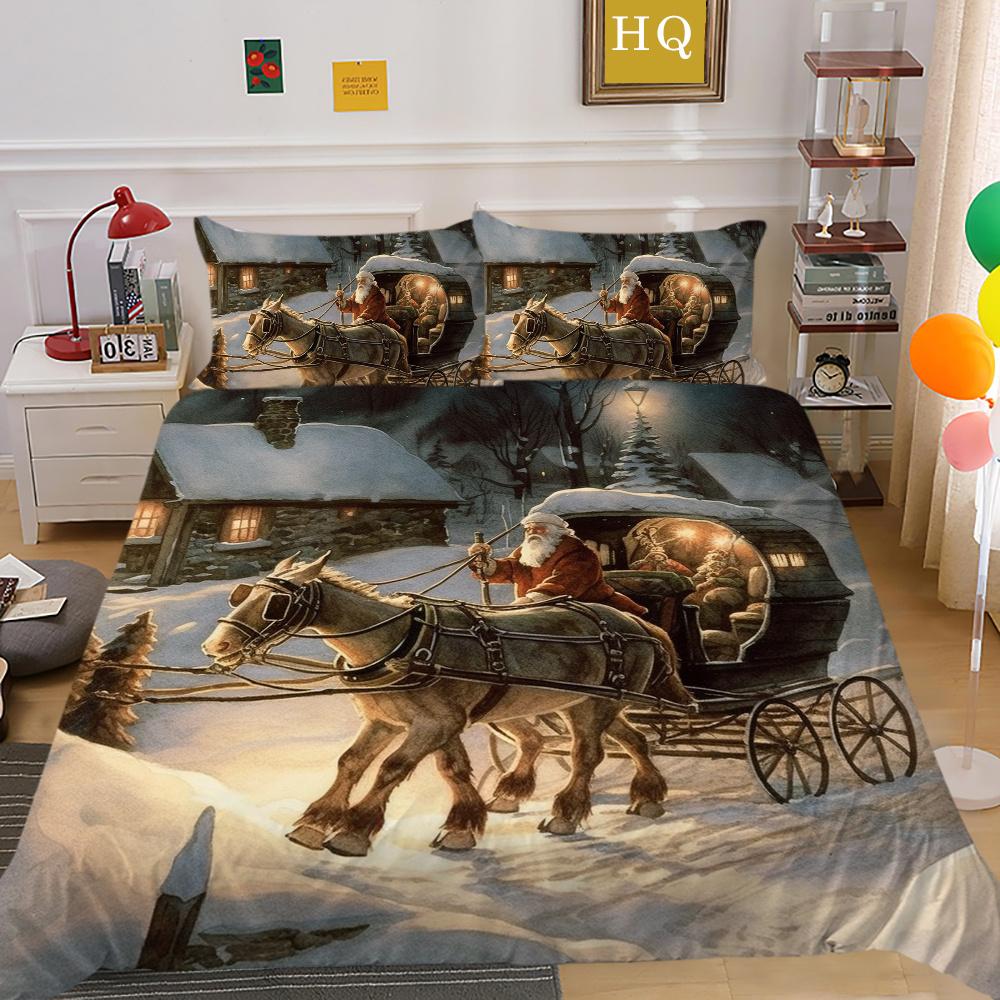 Set pat de o singură dimensiune cu imprimeu de Crăciun, cu design de desene animate superioare, pentru adolescenți, pentru copii